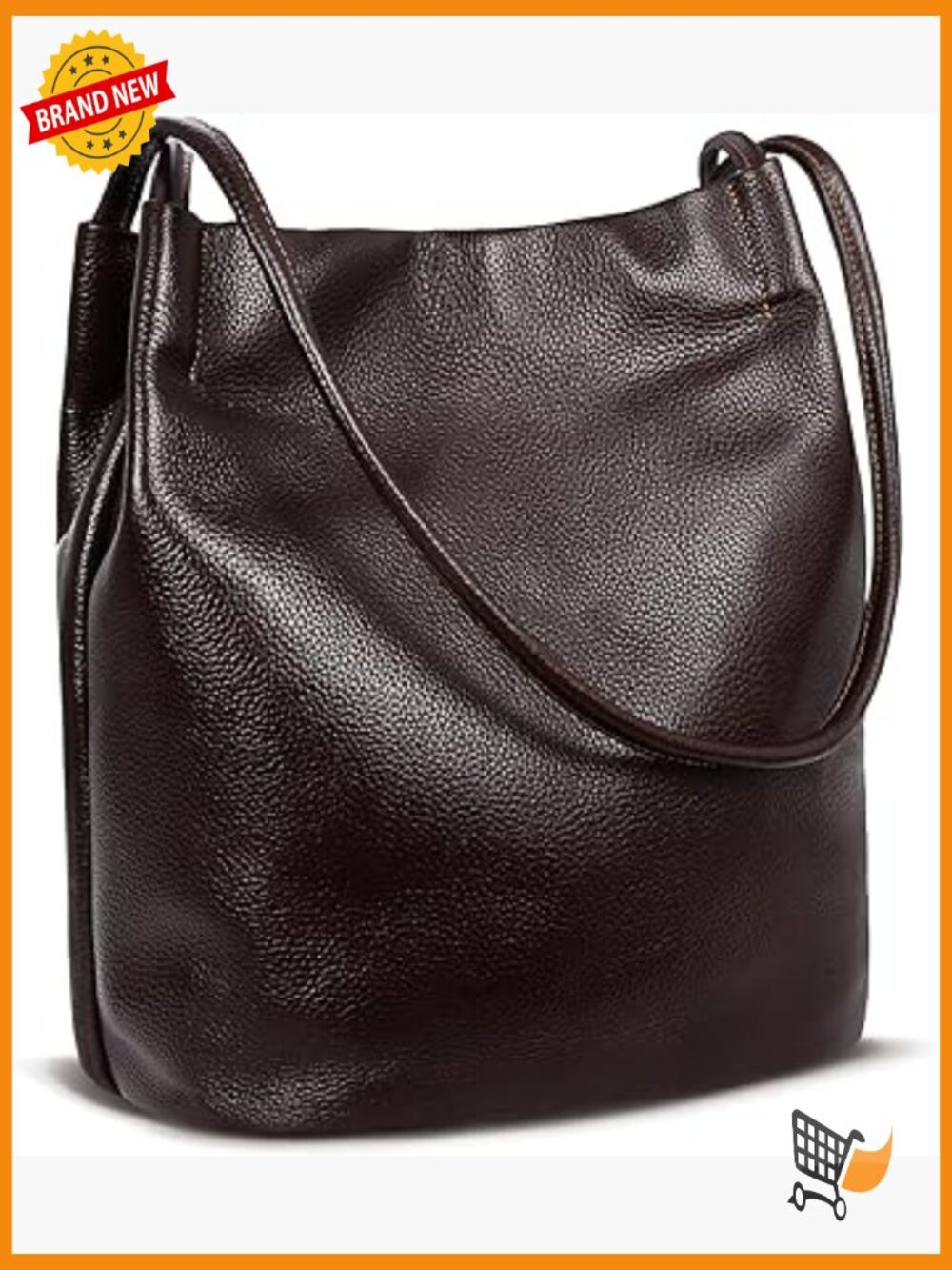 Genuine Leather Hobo Bucket Bag Shoulder Tote Purse Handbag